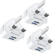 3 Pack USB Plug UK Mains